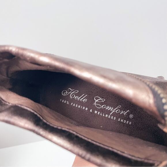 Helle Comfort Brown Booties Metallic Zipper Accent - Picture 11 of 11